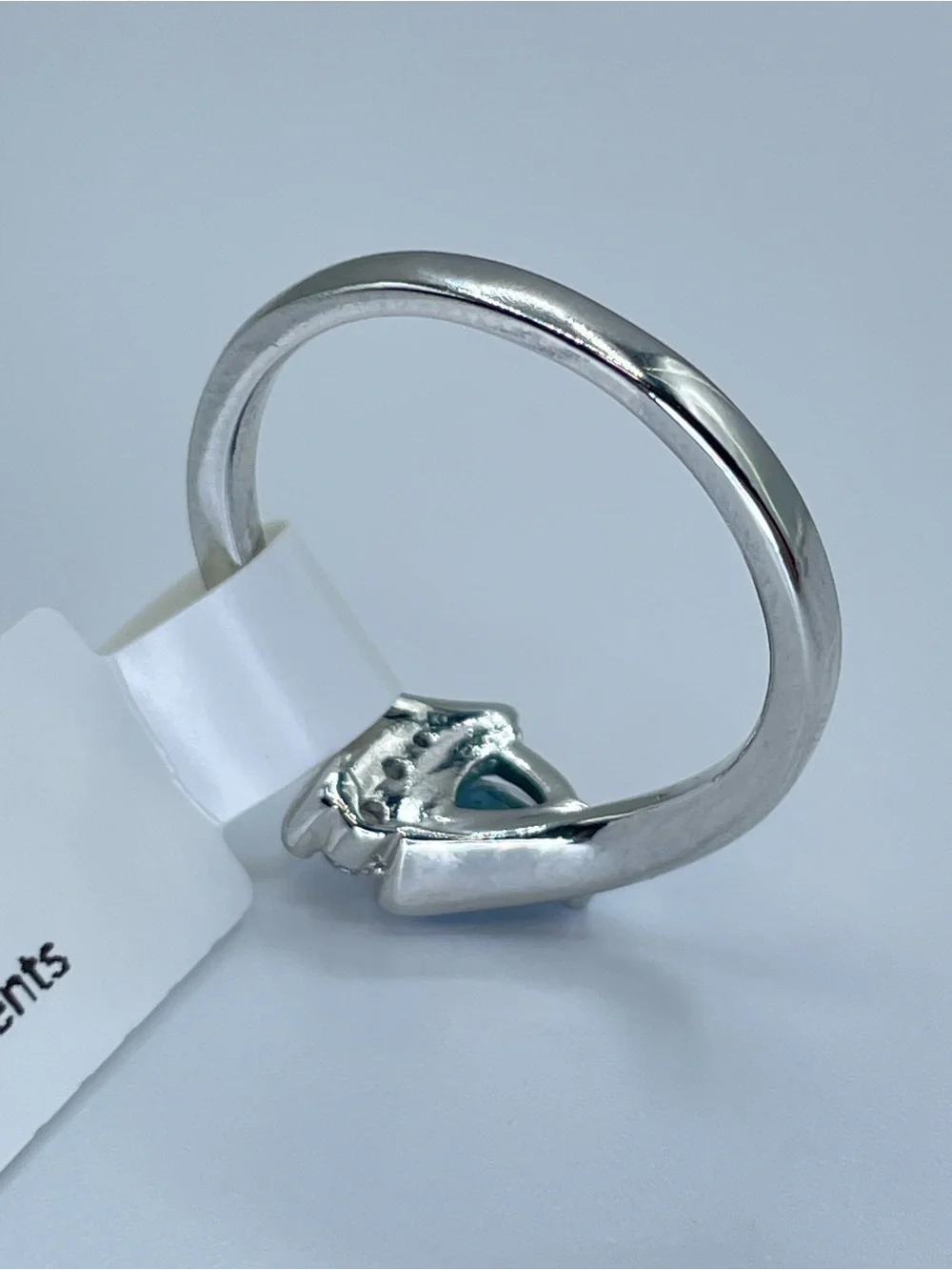 Swarovski Crystal Elements Teal Blue Trillion Crystal Modern Minimalist Ring 9